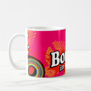 "Né dans les années 80" logo magenta rose mug rétr