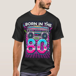 Né dans les années 80 Retro Graphic T-Shirt - Neon