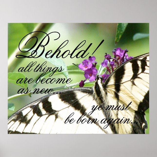 Né de nouveau papillon Bible affiche chrétienne (Devant)