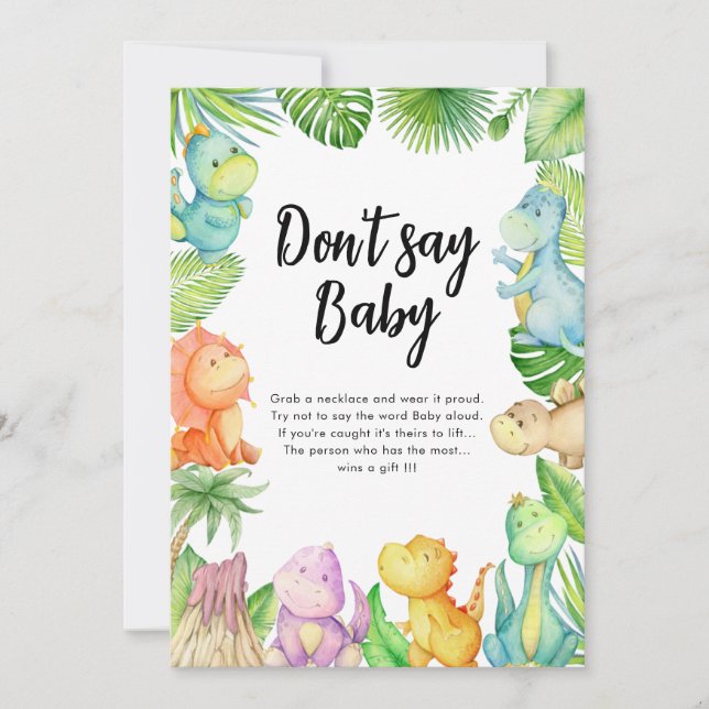 Ne dites pas bébé Dinosaur Baby shower Carte de je (Devant)