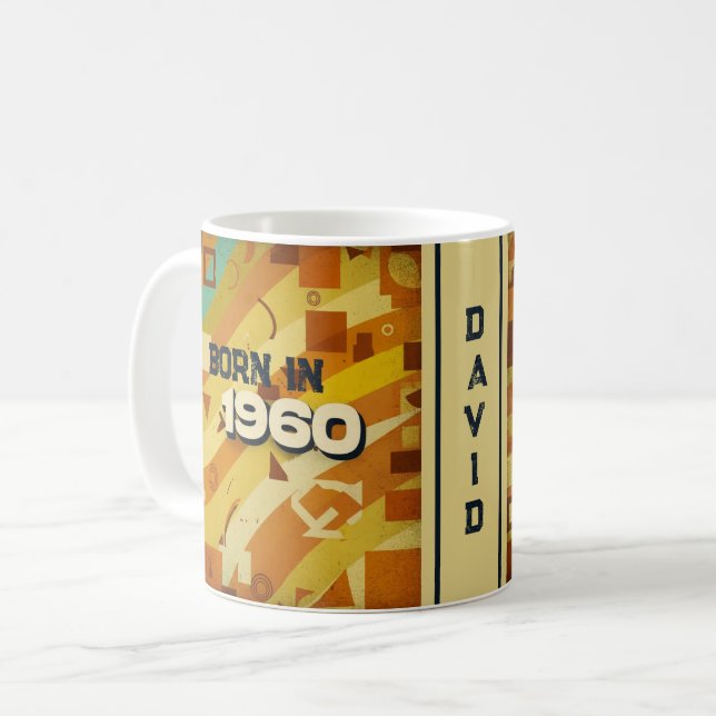 Né en 1960 Nom Mug - 60s Retro Geometry Design (Devant gauche)