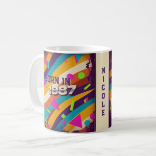 Né en 1987 Mug personnalisé - 80s Neon Geometry