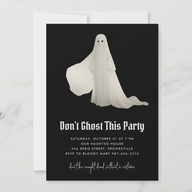 Ne fantôme pas cette invitation d'Halloween du Par (Devant)