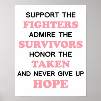 Ne jamais renoncer à l'espoir Poster du cancer du