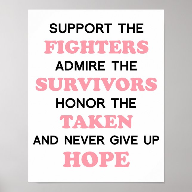 Ne jamais renoncer à l'espoir Poster du cancer du  (Devant)