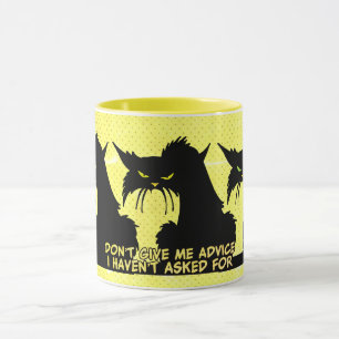  Ne me donnez pas conseil Chat noir Mug jaune