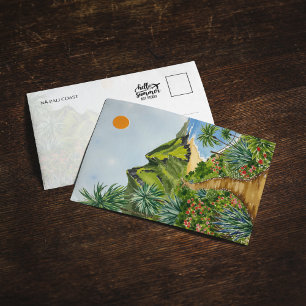 Ne Pali Coast Kauai Hawaii Watercolor Postcard