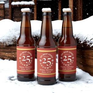 Ne pas ouvrir jusqu'à Noël Rouge Bière Étiquettes 