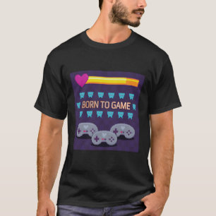 Né pour jouer - T-Shirt Rétro Pixel Art 8-Bit