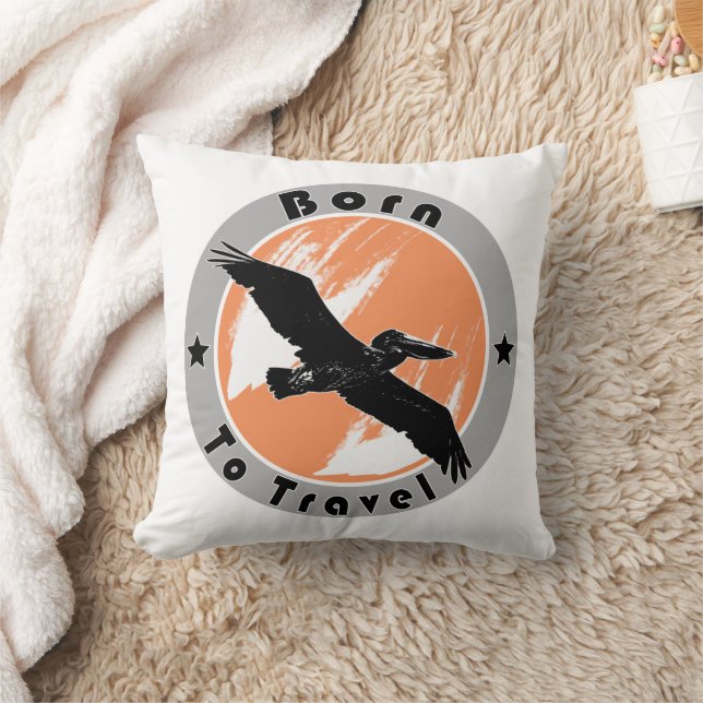 Né pour voyager lancer oreiller (Couverture)