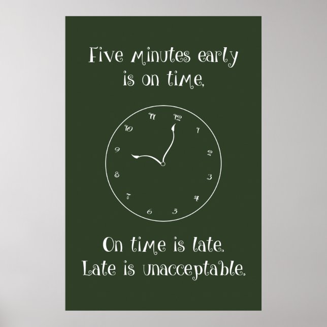 Ne sois pas en retard ! Poster en classe (Devant)