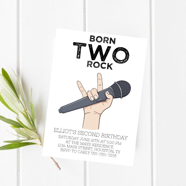 Né Two Rock Second Birthday Party Invitation (Créateur téléchargé)