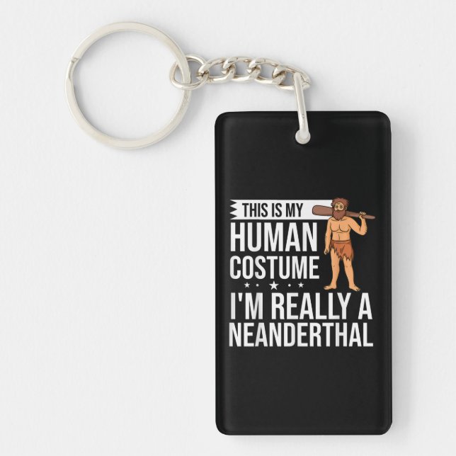Neanderthal Caveman Woman Skull Gift Keychain (Front)