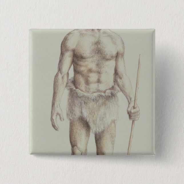 Neanderthal Man 2 Inch Square Button (Front)