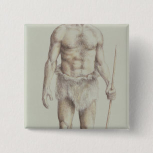 Neanderthal Man 2 Inch Square Button