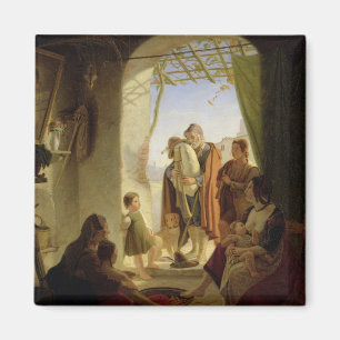 Neapolitan bagpipe player in wintry Rome, 1833 Magnet