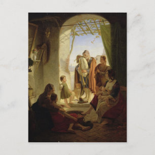 Neapolitan bagpipe player in wintry Rome, 1833 Postcard