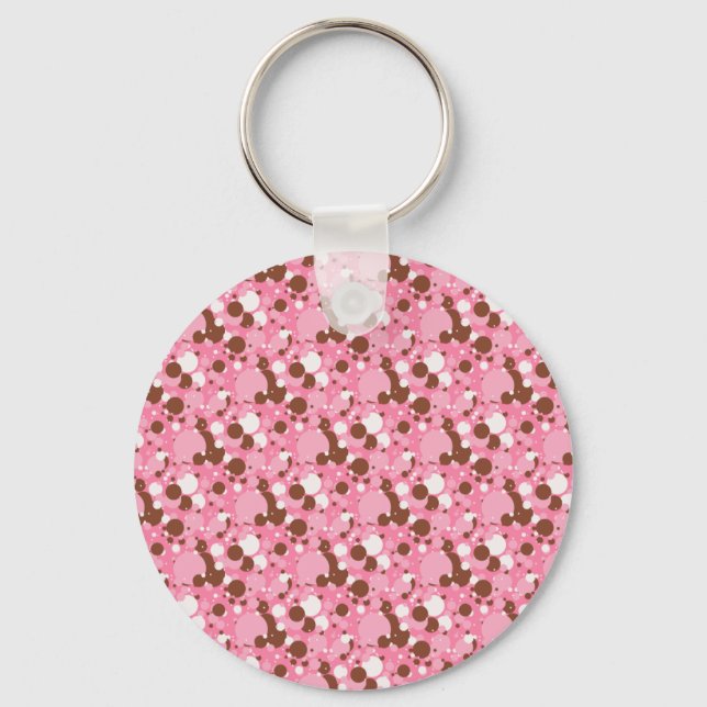 Neapolitan Dots 02 Pink Dark-KEYCHAIN Keychain (Front)