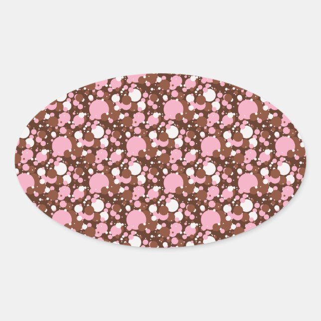 Neapolitan Dots 03 Brown M-OVAL SHAPED STICKERS (Front)