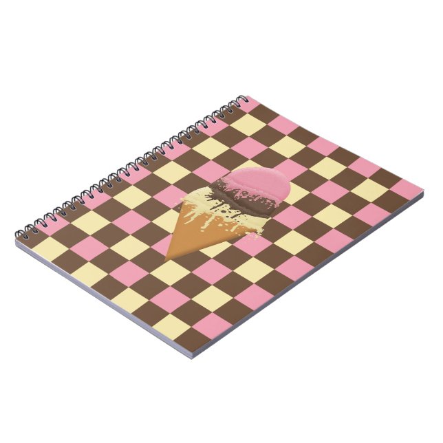 Neapolitan Ice Cream Chequered Pattern Notebooks (Left Side)