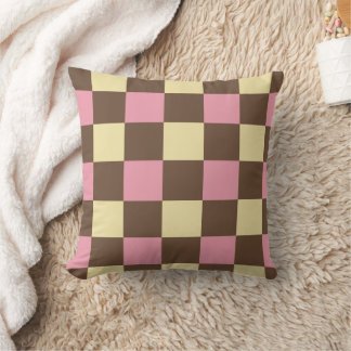 Neapolitan Ice Cream Colours Chequered Pattern Throw Pillow