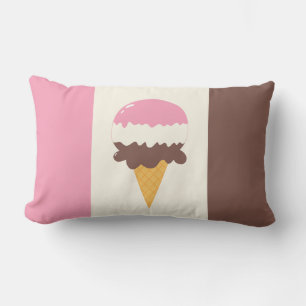 Neapolitan Ice Cream Cone Lumbar Pillow