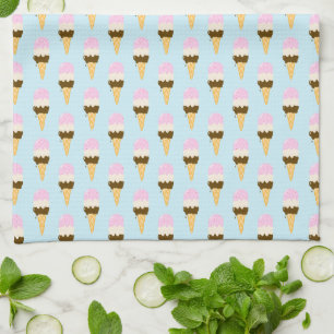 Neapolitan Ice Cream Cone Pattern Kitchen Towel