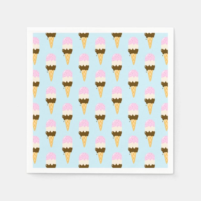 Neapolitan Ice Cream Cone Pattern Napkin (Front)
