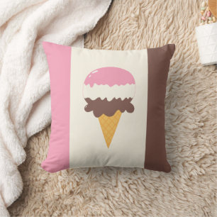 Neapolitan Ice Cream Cone Throw Pillow