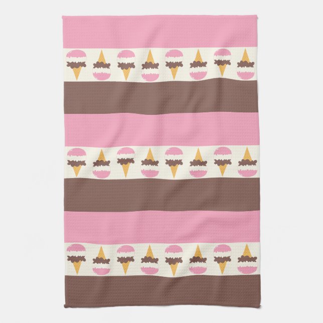 Neapolitan Ice Cream Stripe Pattern Kitchen Towel (Vertical)