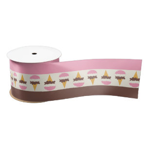 Neapolitan Ice Cream Stripe Pattern Satin Ribbon