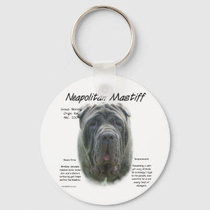 Neapolitan Mastiff (grey) History Design Keychain