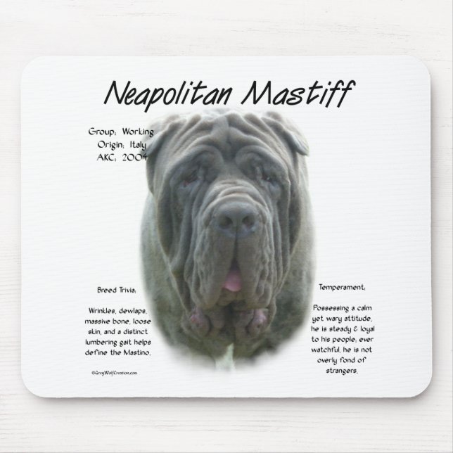 Neapolitan Mastiff (grey) History Design Mouse Pad (Front)
