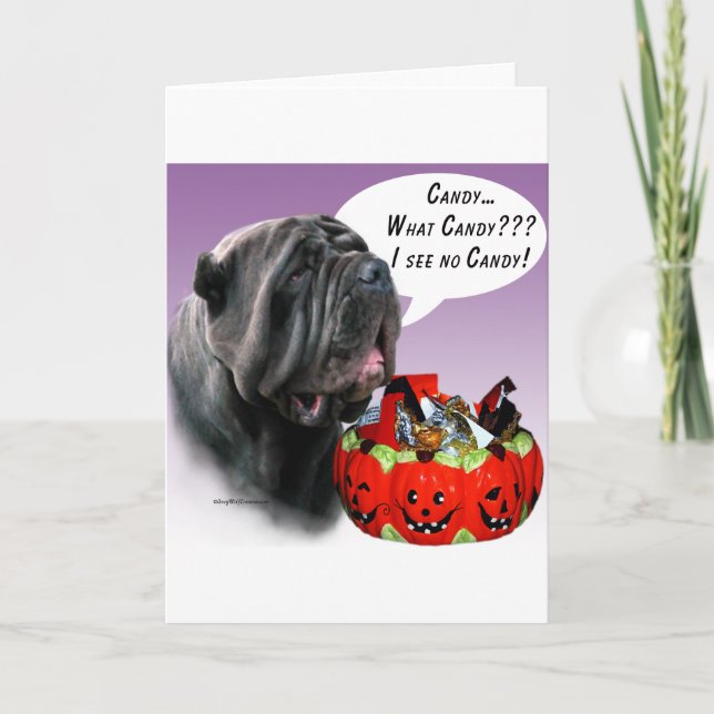 Neapolitan Mastiff Halloween Candy Card (Front)