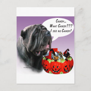 Neapolitan Mastiff Halloween Candy Postcard