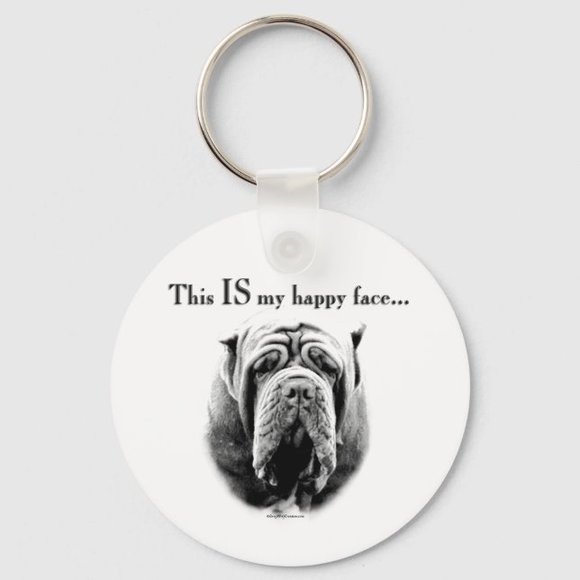 Neapolitan Mastiff Happy Face Keychain (Front)