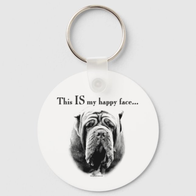 Neapolitan Mastiff Happy Face Keychain (Front)