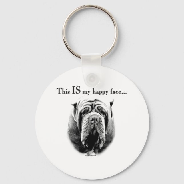 Neapolitan Mastiff Happy Face Keychain (Front)
