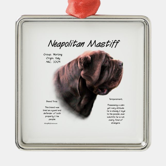 Neapolitan Mastiff (mahogany) History Design Metal Ornament (Front)