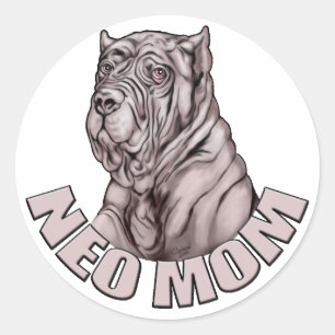 Neapolitan Mastiff Mom Black Classic Round Sticker