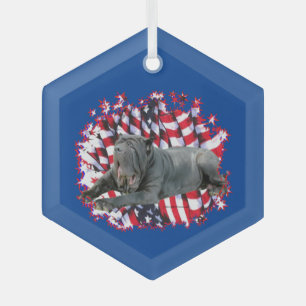 Neapolitan Mastiff Patriot Glass Ornament