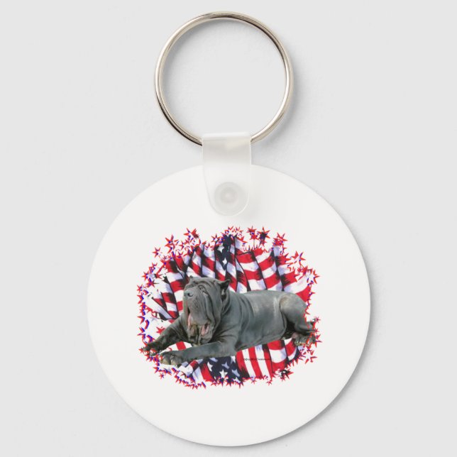 Neapolitan Mastiff Patriot Keychain (Front)