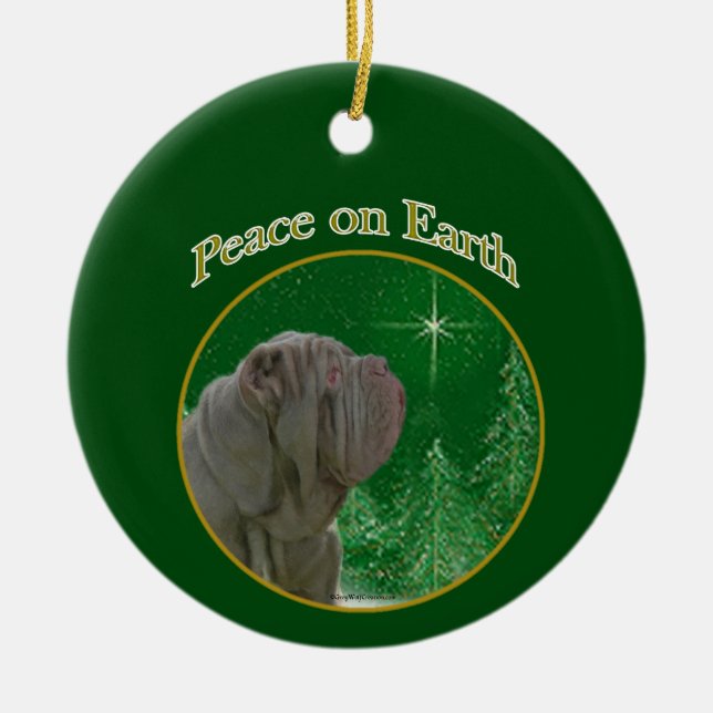Neapolitan Mastiff Peace Ceramic Ornament (Front)