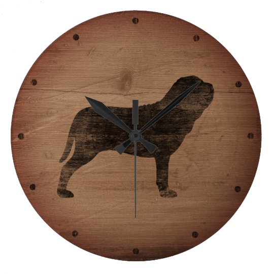 Neapolitan Mastiff Silhouette Rustic Wallclock