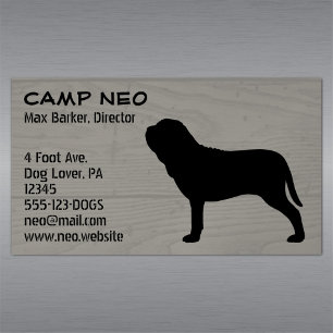 Neapolitan Mastiff Silhouette Wood Grain Magnetic Business Card