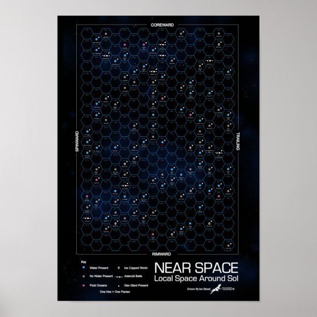 Near Space Hexagon Poster Star-Map (Front)