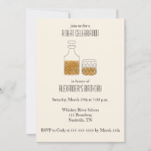 Neat Celebration Whiskey Birthday Party Invitation