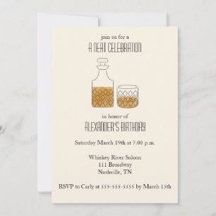 Neat Celebration Whiskey Birthday Party Invitation