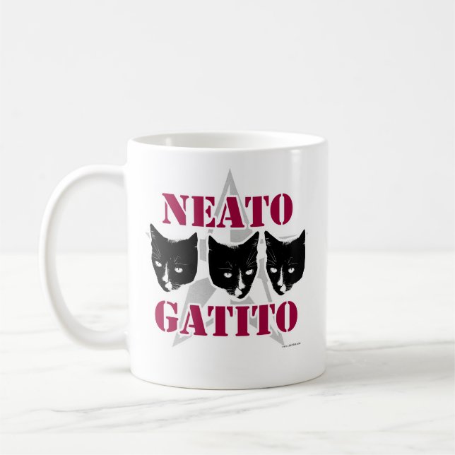 Neato Gatito Sassy Cat Slogan Fun Art Design Coffee Mug (Left)