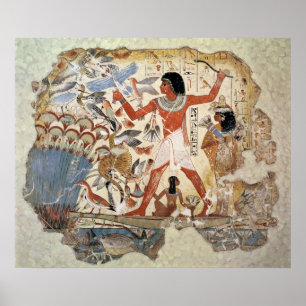Nebamun hunting in the marshes with his wife poster